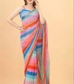 Georgette  Digital Print N Sequence Saree