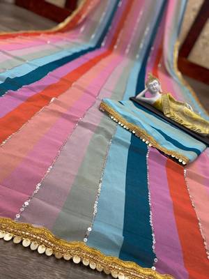 Georgette  Digital Print N Sequence Saree 3