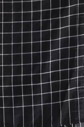 Black cotton saree with check designs