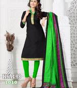 King Sales New Latest Fancy Black And Parrot Green Banarasi Lace Work Heavy Indo Chudidar Suit