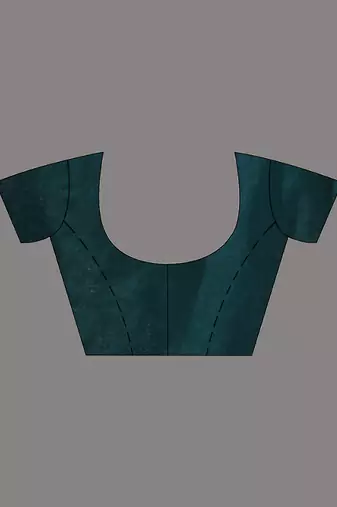 Teal cotton saree with sequined pallu