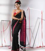 Black cotton saree with sequined work