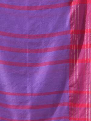 Violet cotton saree with stripes pattern 4
