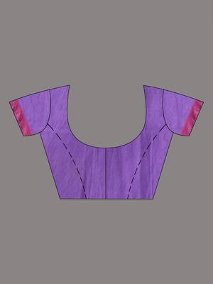 Violet cotton saree with stripes pattern 5