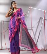 Multicolor cotton saree with zari stripes solid border