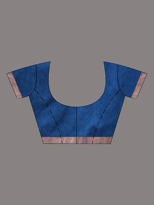 Shappire blue soft cotton saree with  zari stripe designs 5