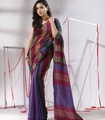 Multicolor cotton saree with stripes design