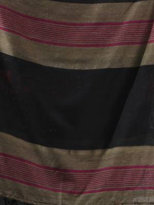 Black cotton saree with multicolor stripes 4