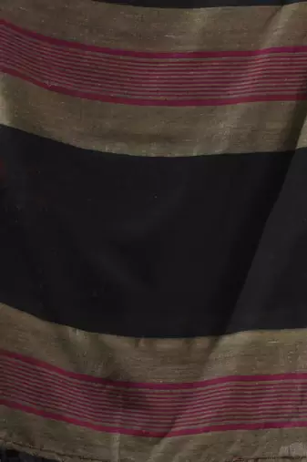 Black cotton saree with multicolor stripes