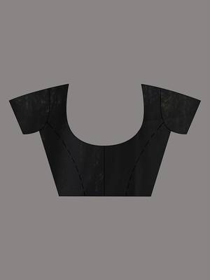 Black cotton saree with multicolor stripes 5