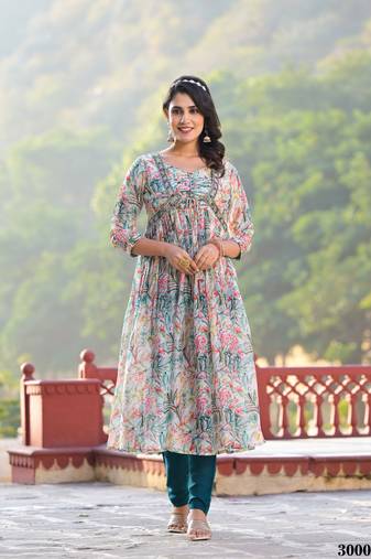 Designer stylish multi slim georgatte stitched suit with dupatta