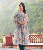 Designer stylish multi slim georgatte stitched suit with dupatta