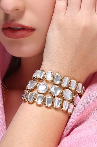 Kundan beaded chain bracelet