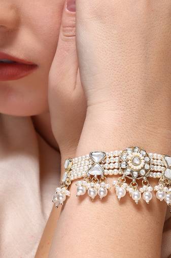 Kundan beaded chain bracelet