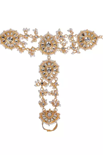 Bridal hand harness with kundan stones by leshya