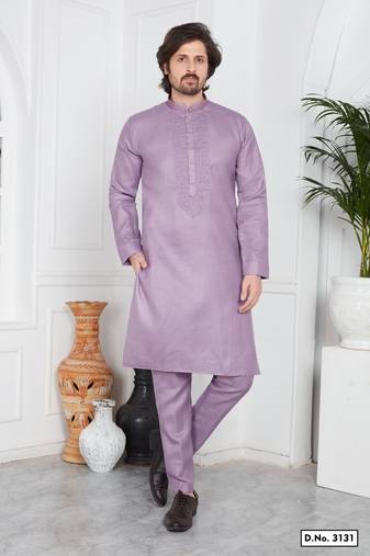 Men's purple plain kurta pajama