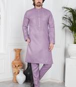 Men's purple plain kurta pajama