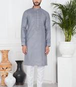 Men's grey plain kurta pajama