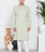 Men's pista green plain kurta pajama