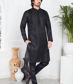 Men's black plain kurta pajama