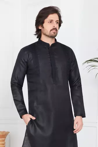 Men's black plain kurta pajama