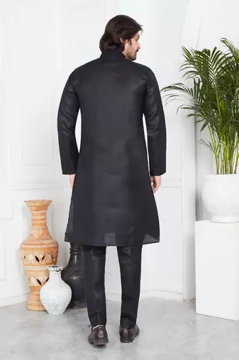 Men's black plain kurta pajama