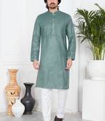 Men's green plain kurta pajama