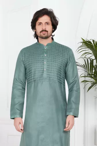 Men's green plain kurta pajama