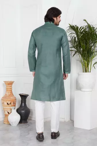 Men's green plain kurta pajama