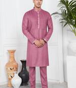 Men's pink plain kurta pajama