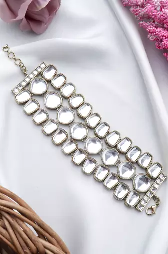Kundan beaded chain bracelet