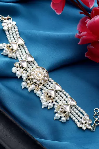 Kundan beaded chain bracelet