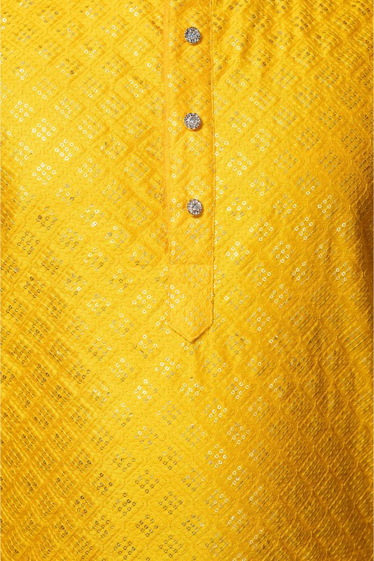 Ahlan apparels siquins tiki work dupion silk kurta and pajama set for mens