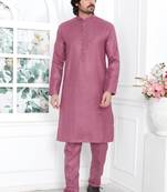 Men's pink embroidered kurta pajama