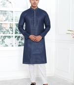 Men's blue embroidered kurta pajama