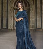 Rama Green Designer Georgette Sequin Saree With Blouse Fabric Of Satin And Net