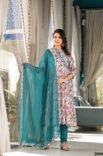 Designer stylish mid night blue rubi silk stitched suit with dupatta