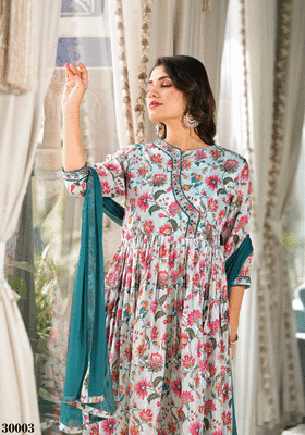 Designer stylish mid night blue rubi silk stitched suit with dupatta 5