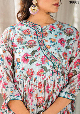 Designer stylish mid night blue rubi silk stitched suit with dupatta 6