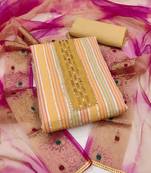 Beige Glass Cotton Unstitched Dress Material