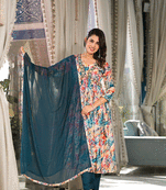 Designer stylish multi slim georgatte stitched suit with dupatta