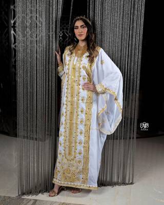 White Handcrafted Zari work Stitched Georgette Kaftan Party Dress 1