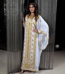 White Handcrafted Zari work Stitched Georgette Kaftan Party Dress