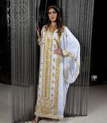 White Handcrafted Zari work Stitched Georgette Kaftan Party Dress