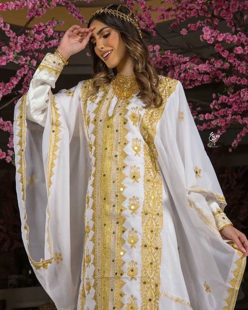 White Handcrafted Zari work Stitched Georgette Kaftan Party Dress