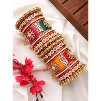 Traditional rajasthani bridal chura by leshya with latkan 1