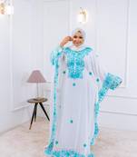 White Handcrafted Zari work Stitched Georgette Kaftan Party Dress