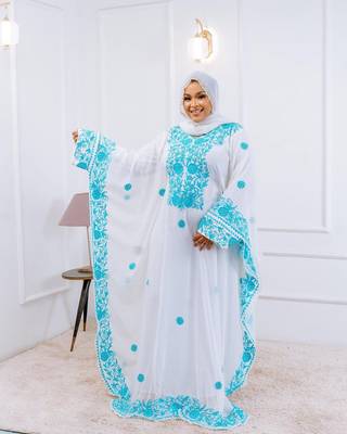 White Handcrafted Zari work Stitched Georgette Kaftan Party Dress 2