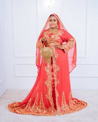 Red Handcrafted Zari work Stitched Georgette Kaftan Party Dress 1