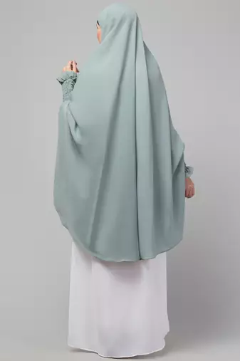 Nazneen stretchable smoking at wrist knee length Jilbab cum prayer khimar Hijab combo pack of two